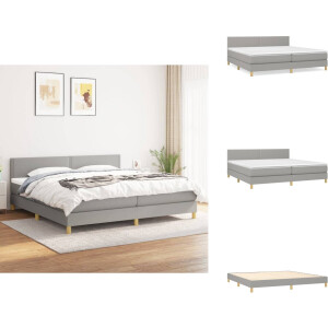 vidaXL Boxspring - Boxsprings - Bed - Slaapmeubel - Boxspring met matras stof lichtgrijs 200x200 cm