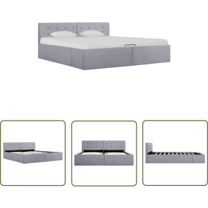 vidaXL Boxspring Bed - Stof Bed - Bedframe met hydraulische opslag stof lichtgrijs 160x200 cm - Dubbel Bed - Elektrisch Verstelbaar Bed - Opbergbed