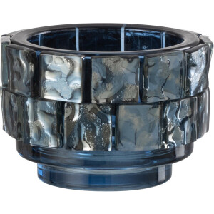 J-Line theelichthouder Vierkant mozaiek - glas - donkerblauw - small