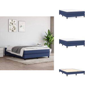 vidaXL Boxspring - Boxsprings - Bed - Slaapmeubel - Boxspring met matras stof blauw 140x200 cm