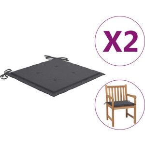 vidaXL - Tuinstoelkussens - 2 - st - 50x50x4 - cm - oxford - stof - antracietkleurig
