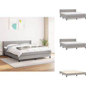 vidaXL Boxspring - Boxsprings - Bed - Slaapmeubel - Boxspring met matras stof lichtgrijs 160x200 cm