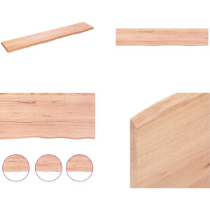 vidaXL - Wandschap - 100x20x2 - cm - behandeld - massief - eikenhout - lichtbruin