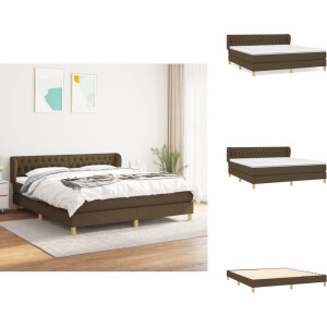 vidaXL Boxspring - Boxsprings - Bed - Slaapmeubel - Boxspring met matras stof donkerbruin 180x200 cm