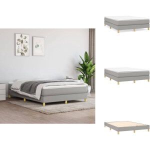 vidaXL Boxspring - Boxsprings - Bed - Slaapmeubel - Boxspring met matras stof lichtgrijs 140x200 cm