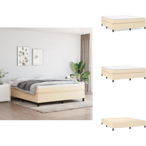 vidaXL Boxspring - Boxsprings - Bed - Slaapmeubel - Boxspring met matras stof crèmekleurig 180x200 cm