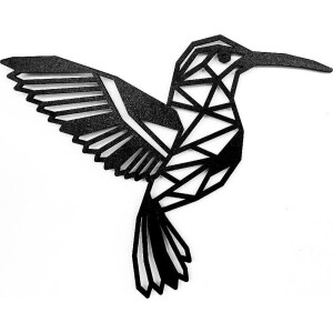 Houten Dierenkop • Houten Kolibrie • Dierenkop Kolibrie • Middel • Zwart MDF • Houten Dier • Wandecoratie