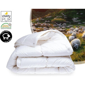 Wollen dekbed - Texel Comfort - 4-seizoenen dekbed - Tijk 100% perkal katoen - 200x220cm