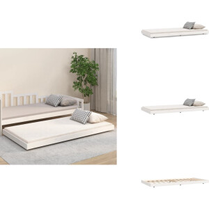 vidaXL Bedframe - Bedframes - Eenpersoonsbed - Bed - Bedframe zonder matras massief grenenhout wit 90x200 cm