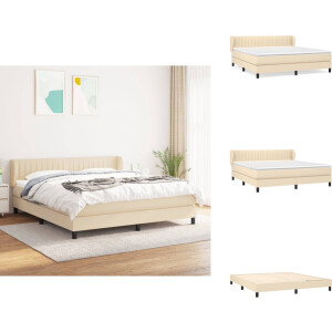 vidaXL Boxspring - Boxsprings - Bed - Slaapmeubel - Boxspring met matras stof crèmekleurig 180x200 cm