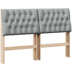 vidaXL - Gestoffeerd - hoofdbord - Lichtgrijs - 160 - cm - Massief - grenenhout
