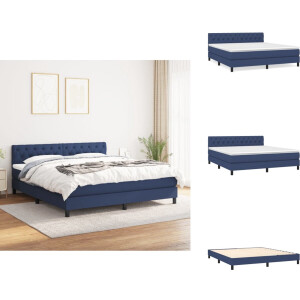 vidaXL Boxspring - Boxsprings - Bed - Slaapmeubel - Boxspring met matras stof blauw 160x200 cm