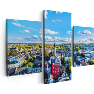 Artaza Canvas Schilderij Drieluik Maastricht Stad met Huizen - 90x60 - Foto Op Canvas - Canvas Print