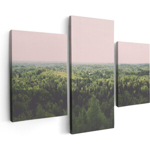 Artaza Canvas Schilderij Drieluik Eindeloze Bos Met Groene Bomen - 90x60 - Foto Op Canvas - Canvas Print