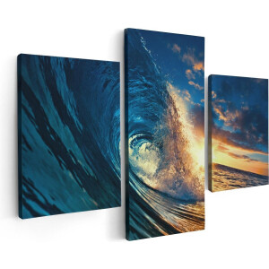 Artaza Canvas Schilderij Drieluik Golfen bij Zonsondergang - 90x60 - Foto Op Canvas - Canvas Print