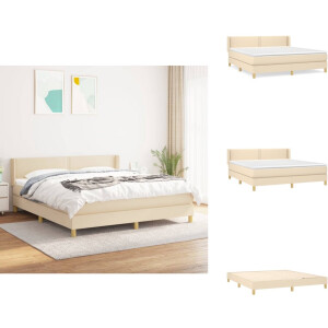 vidaXL Boxspring - Boxsprings - Bed - Slaapmeubel - Boxspring met matras stof crèmekleurig 180x200 cm