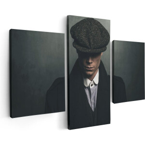 Artaza Canvas Schilderij Drieluik Engelse Gangster Met Een Pet Uit Jaren 1920  - 90x60 - Foto Op Canvas - Canvas Print