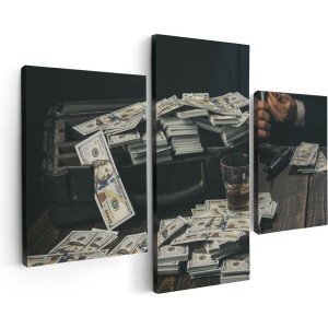 Artaza Canvas Schilderij Drieluik Dollar Geld Briefjes Op Tafel Van De Maffia - 90x60 - Foto Op Canvas - Canvas Print