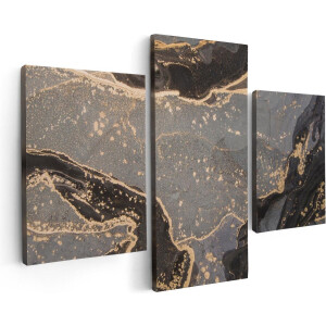 Artaza Canvas Schilderij Drieluik Abstracte Kunst Grijs Marmer - 90x60 - Foto Op Canvas - Canvas Print