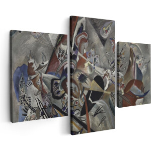 Artaza Canvas Schilderij Drieluik In Grijs - Wassily Kandinsky - 180x120 - Groot - Foto Op Canvas - Canvas Print