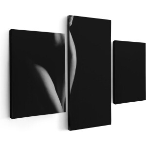 Artaza Canvas Schilderij Drieluik Naakte Vrouw Lichaam - Erotiek - 90x60 cm - Wanddecoratie Woonkamer - Schilderijen - Muurdecoratie