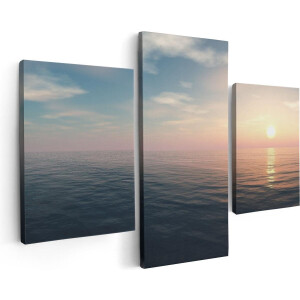 Artaza Canvas Schilderij Drieluik Zee Water Tijdens Zonsondergang - 90x60 - Foto Op Canvas - Canvas Print