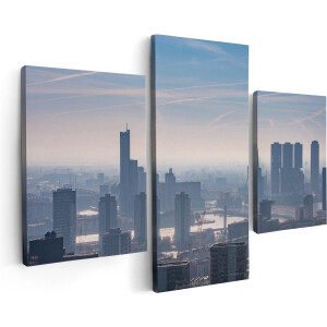 Artaza Canvas Schilderij Drieluik Rotterdamse Skyline - 90x60 - Foto Op Canvas - Canvas Print