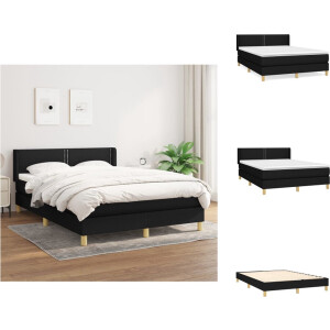 vidaXL Boxspringbed - Pocketvering 140x200 - Verstelbaar hoofdbord - Zwart - Bed