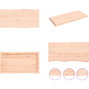 vidaXL Tafelblad natuurlijke rand 80x40x(2-4) cm massief eikenhout - Tafelblad - Tafelbladen - Plank - Houten Tafelblad