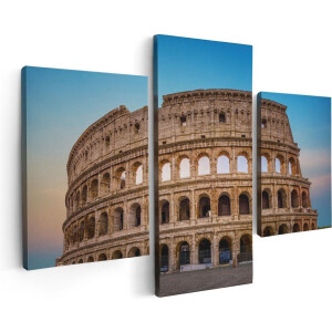 Artaza Canvas Schilderij Drieluik Colosseum in Rome met de Blauwe Lucht - 90x60 - Foto Op Canvas - Canvas Print