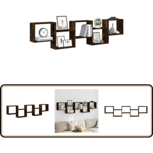 vidaXL Wandschap 5 Vakken - Gerookt Eiken Wandkast - Houten Kast - Opslagoplossing - Woonaccessoires - Decoratie Plank