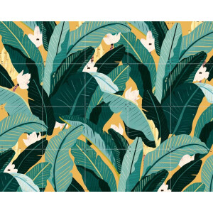 IXXI Banana Leaf Classic Yellow, Lotte Dirks - 100 x 80 cm - Gratis ophangtool - Grote wanddecoratie en posters - Grafisch Ontwerp, Speels, Digitale