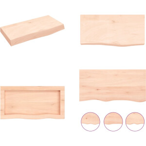 vidaXL - Wandschap - 60x30x(2-6) - cm - onbehandeld - massief - eikenhout
