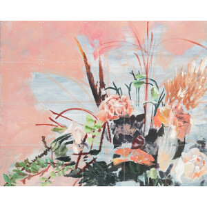 IXXI Pink Floral, Green Barn Studio - 100 x 80 cm - Gratis ophangtool - Grote wanddecoratie en posters - Olieverf, Abstract, Kleurrijk, Woonkamer