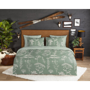 Good Morning dekbedovertrek bloemen - Lits jumeaux XL 260x200/220 cm - Groen - 100% Katoen flanel