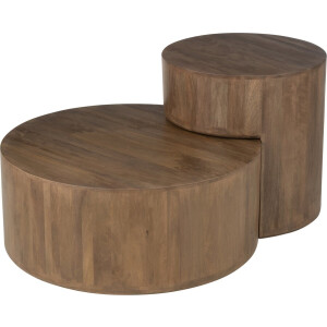 J-Line bijzettafel toge - hout - bruin - 2 stuks