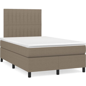 vidaXL - Boxspring - met - matras - stof - taupe - 120x200 - cm