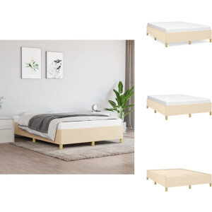 vidaXL Bedframe - Bedframe - Bed - Slaapmeubel - Bedframe zonder matras stof crèmekleurig 140x190 cm