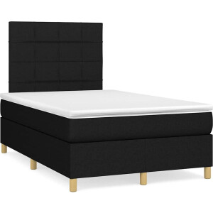 vidaXL - Boxspring - met - matras - stof - zwart - 120x190 - cm