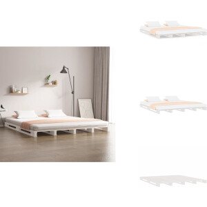 vidaXL Palletbed - Palletbedden - Bed - Slaapkamermeubel - Palletbed massief grenenhout wit 160x200 cm