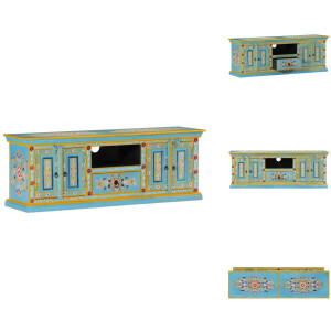 vidaXL Tv-meubel - Tv-meubelen - Tv-standaard - Televisiemeubel - Tv-meubel 110x30x40 cm massief mangohout blauw