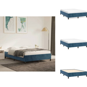 vidaXL Bedframe - Bedframes - Slaapmeubel - Bedbodem - Bedframe zonder matras 140x200 cm fluweel donkerblauw