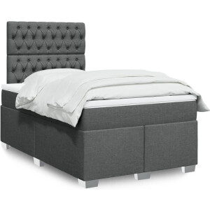 vidaXL - Boxspring - met - matras - stof - donkergrijs - 120x200 - cm