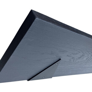 GoudmetHout - Massief Eiken Wandplank - 80x25 cm - Zwart Eiken - Plankdrager driehoekvorm Mat Zwart - Boekenplank - Muurplank