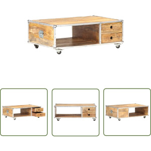 vidaXL Mangohout - Salontafel - Salontafel 89x59x33 cm massief ruw mangohout - Industrieel Design - Vintage - Retro