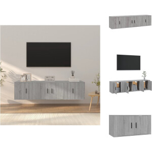 vidaXL Tv-kast - Tv-kasten - Tv-meubel - Hifi-meubel - 3-delige Tv-meubelset bewerkt hout grijs sonoma eikenkleurig