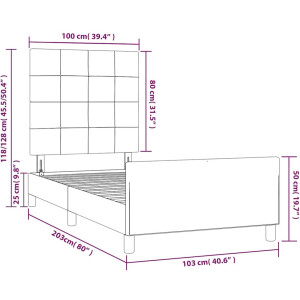 vidaXL - Bedframe - zonder - matras - 100x200 - cm - stof - blauw