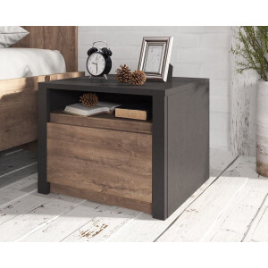 Meubella - Nachtkastje Monaco - Eiken - Grijs - 50 cm