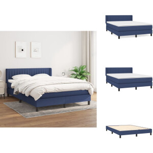 vidaXL Boxspring - Boxsprings - Bed - Slaapmeubel - Boxspring met matras stof blauw 140x190 cm