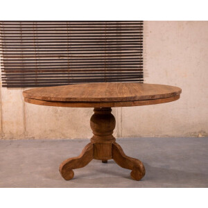 D - Livingfurn - Eetkamertafel DK Rond - Teak Hout - Klassieke Poot - 160 cm
